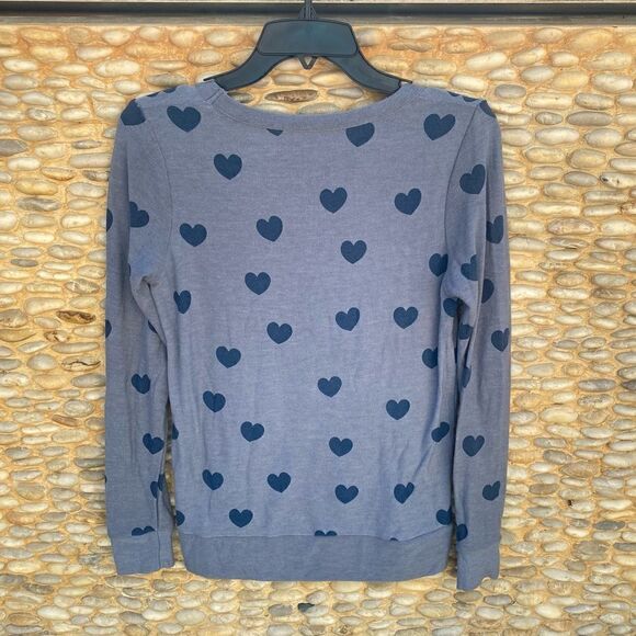 Chaser Blue Heart Long Sleeve Plush Tee/Top/Sweatshirt. Small. New NWT! So Soft! - Picture 6 of 8